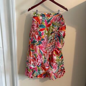 C&C California Asymmetrical Skirt - Red and Green Tropical Floral